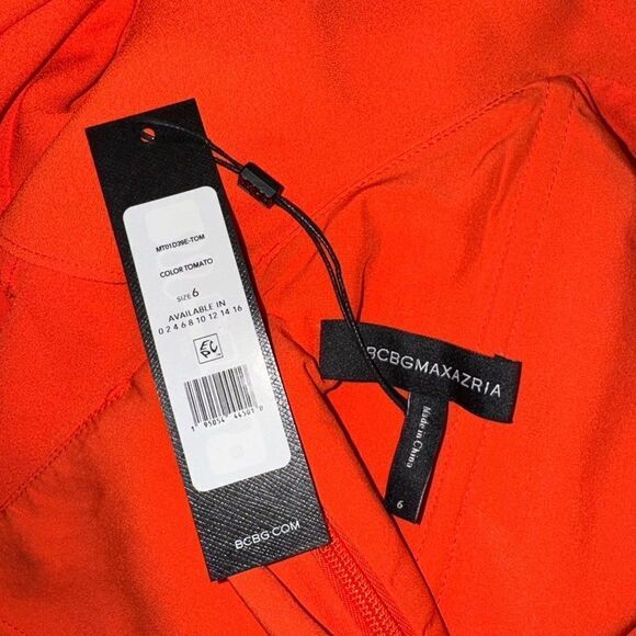 BCBG MaxAzria Mini Ruffle Dress cherry tomato sz 6 NWT - Picture 10 of 10